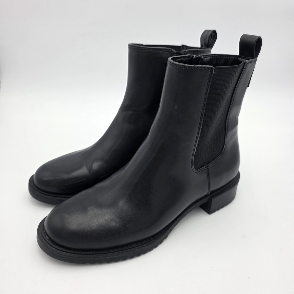 Nice!! Worthington Franz Black Zip Boots Size 8.5M Leather Booties Memory Foam - Picture 4 of 12